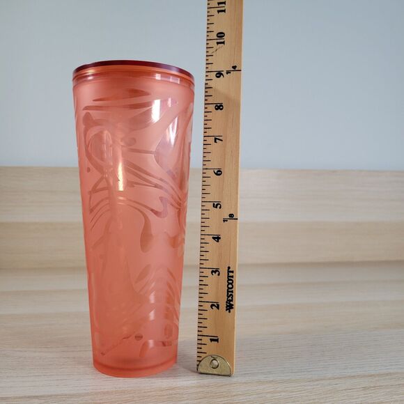 Starbucks Venti Tumbler Orange Swirl Cup 24 oz Lid Travel Coffee Drink Mug - Picture 6 of 6